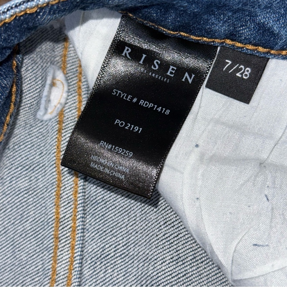 Risen High Rise Flare Jeans Frayed Hem Blue - Picture 6 of 11